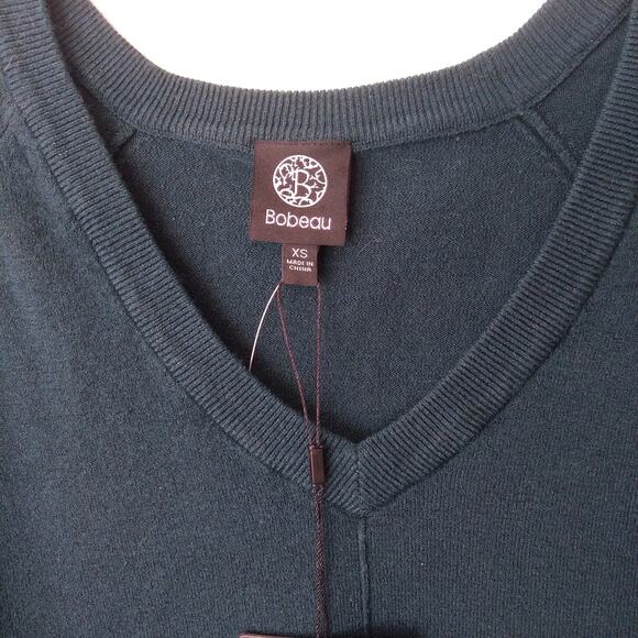 New Bobeau Womens XS V-Neck Sweater Long Sleeve Blue Green Preppy Classic Soft - Picture 6 of 12